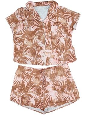 State of Day Women's 2-Pc short sleeve shorts Pajamas Set floral pink plus size